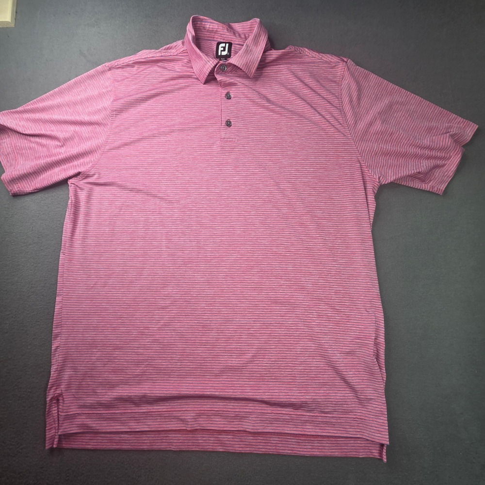 FootJoy Mens ProDry Striped Golf Polo Shirt Pink Blue XXL Short Sleeve FJ